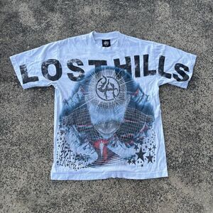 Lost Hills 07 Short Sleeve Graphic Streetwear Mind Shirt White/Blue Size Small